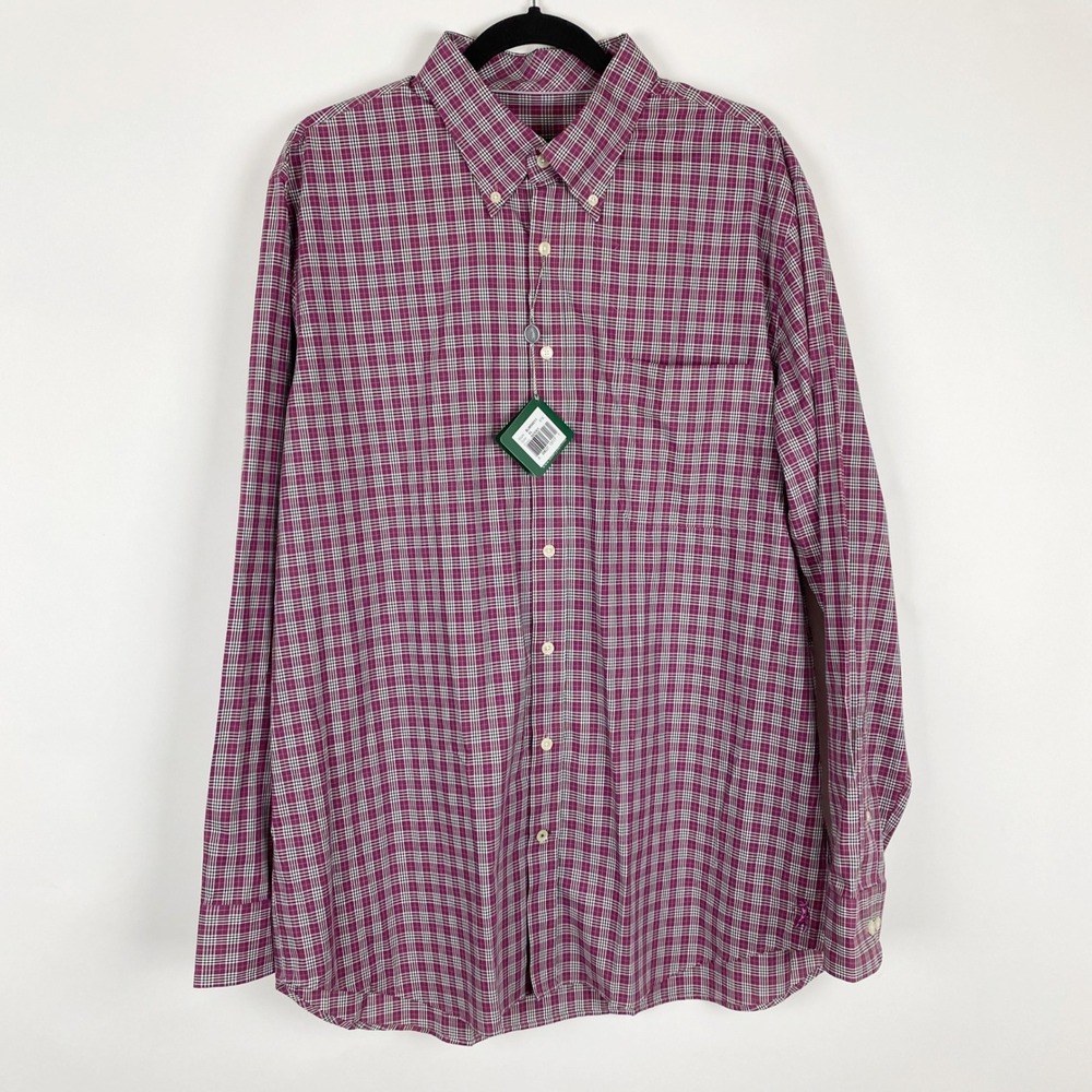 Bobby Jones Cotton Wrinkle Resistant Plaid Button Down Shirt Mens XL Golf NWT